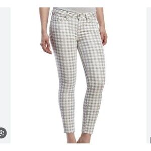 Paige Women's Verdugo Ankle Skinny Leg Slim Jeans Size 25 Gray White Plaid